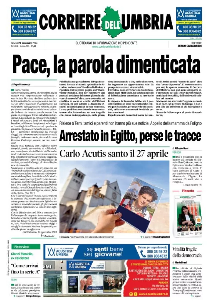 Prima-pagina-corriere umbria-del-2024-11-21